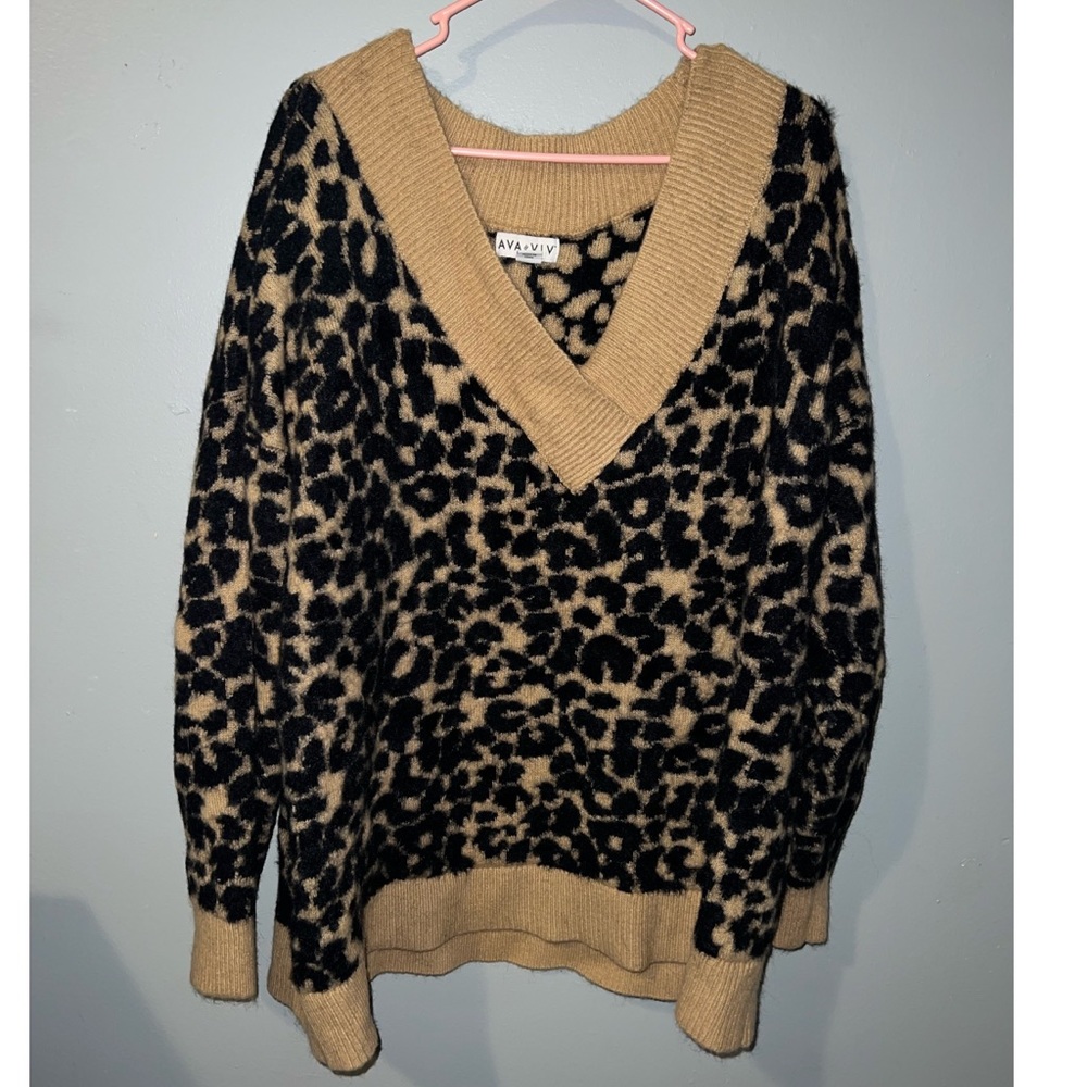 Ava & Viv Sweater Cheetah Print Womens 3X - Picture 1 of 2